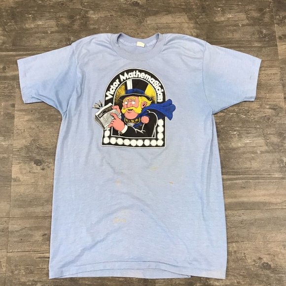 Vintage 70's Victor Mathemagician Tshirt Medalist 204 Size XL Single Stitch USA - Picture 2 of 9